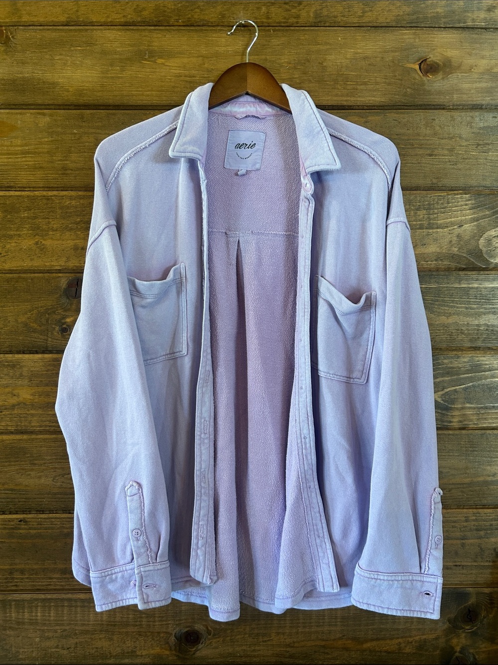 aerie Lavender Button-Front Shirt Jacket